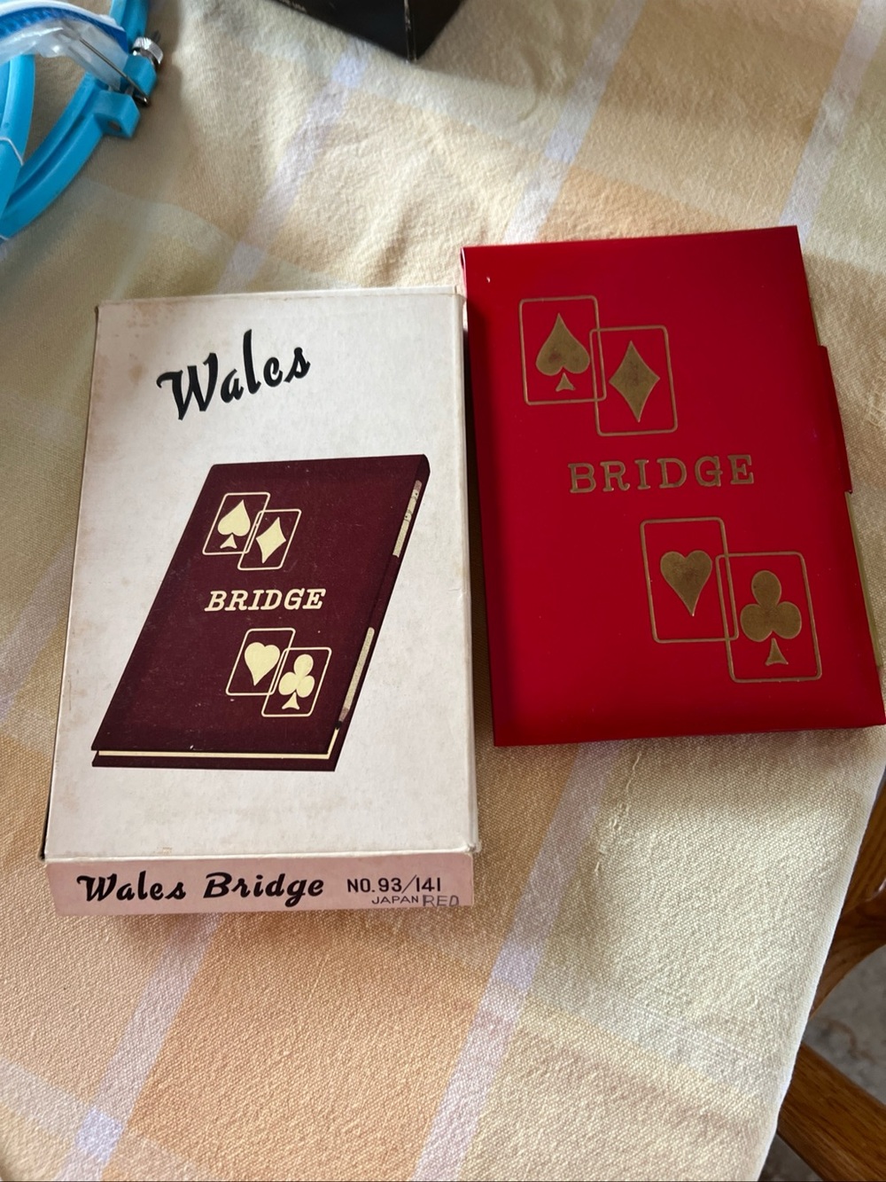 Vintage red leatherette bridge scoring book in original box